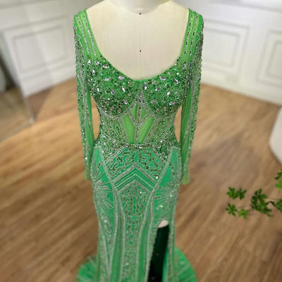 Luxury Pink Mermaid Beaded Evening Dress | Formal Occasion Gown