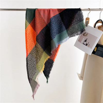 Luxury Fashion Plaid Cashmere Winter Shawl Scarf | Warm Triangle Wraps