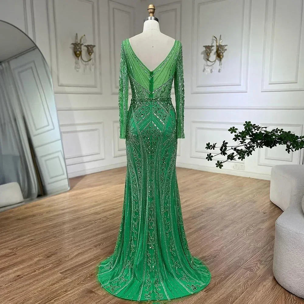 Luxury Pink Mermaid Beaded Evening Dress | Formal Occasion Gown