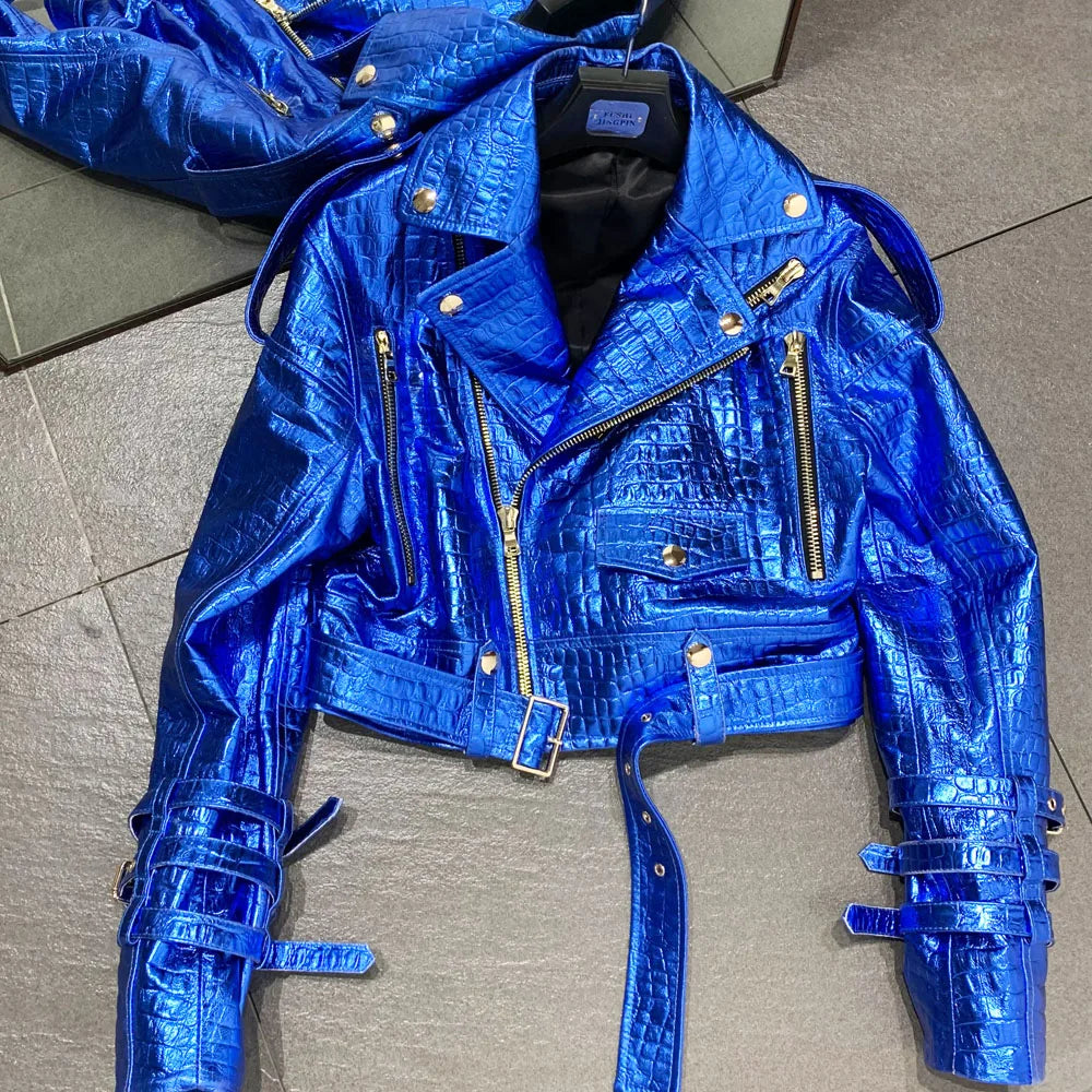 Women's Leather Belt Jacket - Real Sheepskin, Warm Autumn Coat