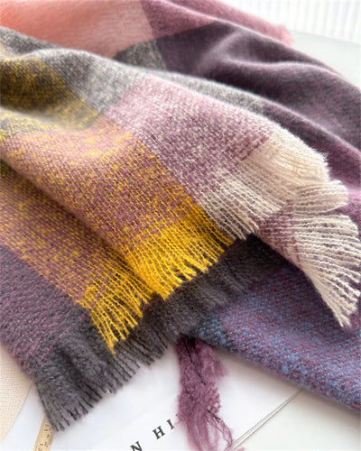 Luxury Fashion Plaid Cashmere Winter Shawl Scarf | Warm Triangle Wraps