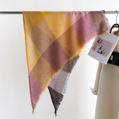 Luxury Fashion Plaid Cashmere Winter Shawl Scarf | Warm Triangle Wraps
