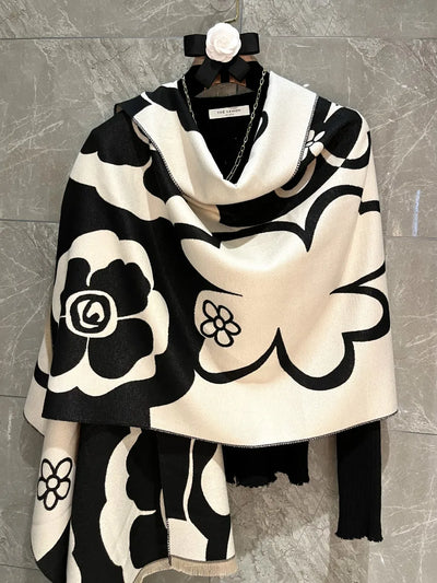 Elegant Floral Acrylic Cashmere Scarf Shawl