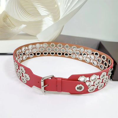 12 CM Wide Hollow Pattern Pin Buckle Waist Belt - Handmade Luxury Accessory