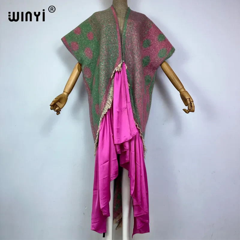 Winter Women’s Luxury Geometric Print Fur Overcoat