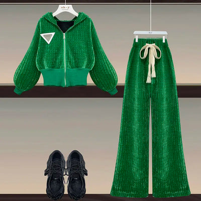 Elegant Slim Fit Corduroy Jacket & Pants Two-Piece Set