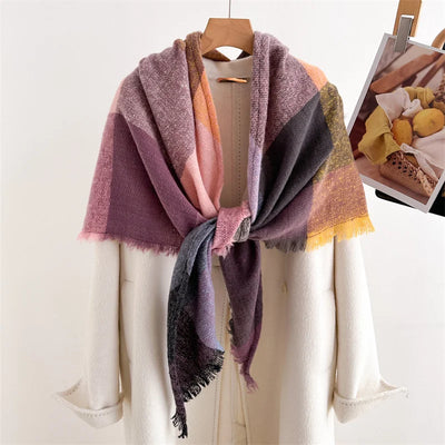 Luxury Fashion Plaid Cashmere Winter Shawl Scarf | Warm Triangle Wraps