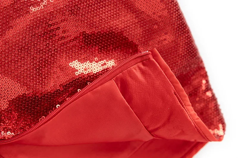 Christmas Red Sequins Two-Piece Suit Top & Shorts