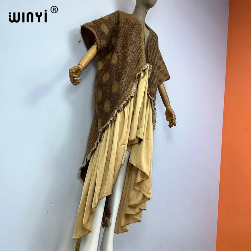 Winter Women’s Luxury Geometric Print Fur Overcoat