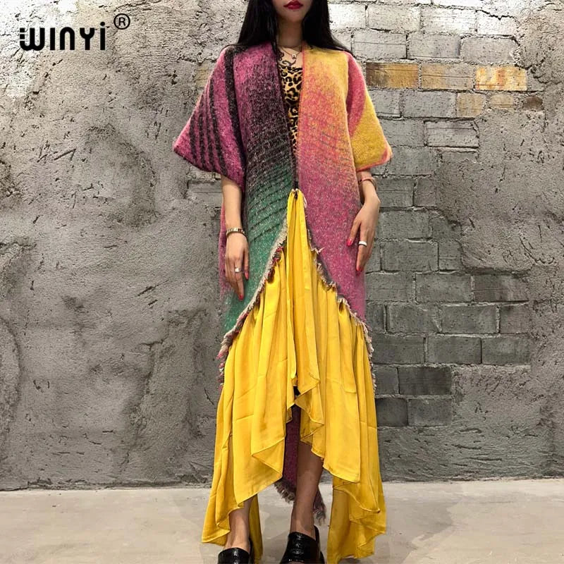 Winter Women’s Luxury Geometric Print Fur Overcoat