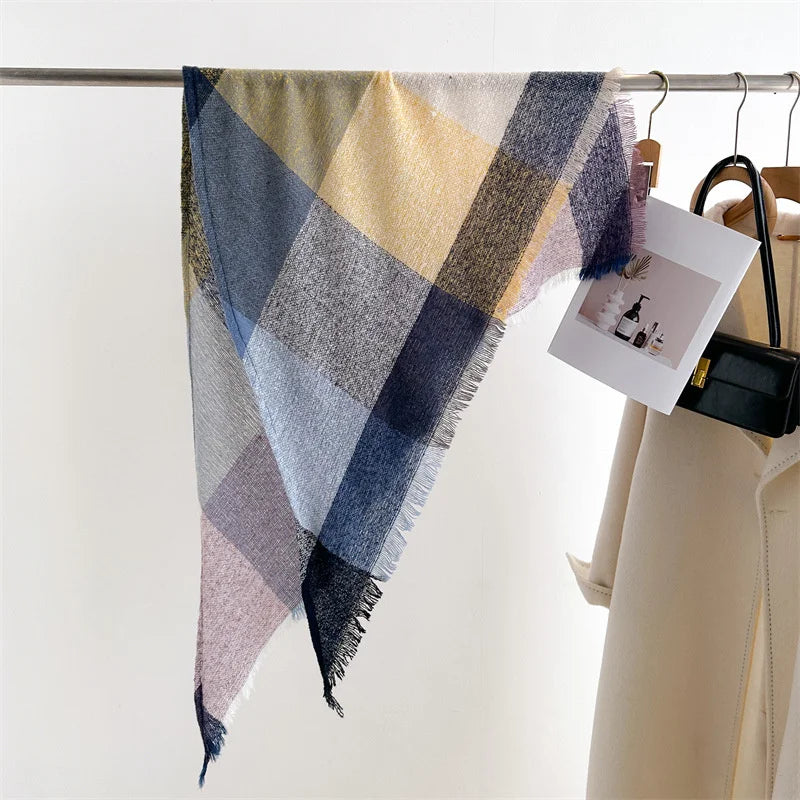 Luxury Fashion Plaid Cashmere Winter Shawl Scarf | Warm Triangle Wraps