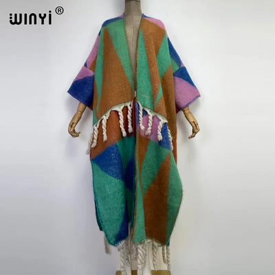Winter Women Tassel Cardigan Coat | Thick Warm Christmas Kaftan Dress