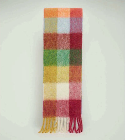 Luxury Rainbow Stripe Wool Scarf | Winter Warm Tassel Shawl Wrap