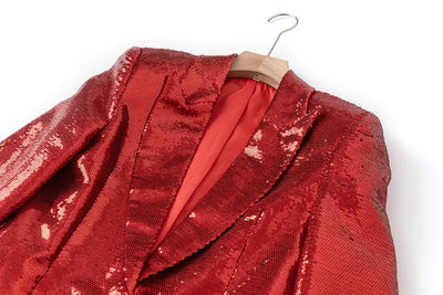 Christmas Red Sequins Two-Piece Suit Top & Shorts