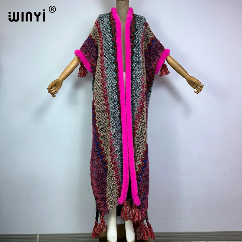 Women's Winter Knitted Tassel Cardigan Coat - Warm, Fashionable, Free Size