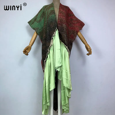 Winter Women’s Luxury Geometric Print Fur Overcoat