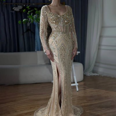 Luxury Pink Mermaid Beaded Evening Dress | Formal Occasion Gown