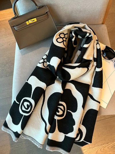 Elegant Floral Acrylic Cashmere Scarf Shawl