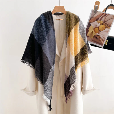 Luxury Fashion Plaid Cashmere Winter Shawl Scarf | Warm Triangle Wraps