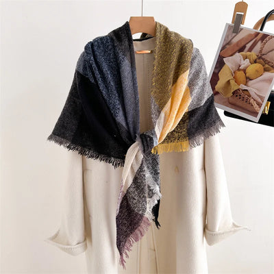 Luxury Fashion Plaid Cashmere Winter Shawl Scarf | Warm Triangle Wraps