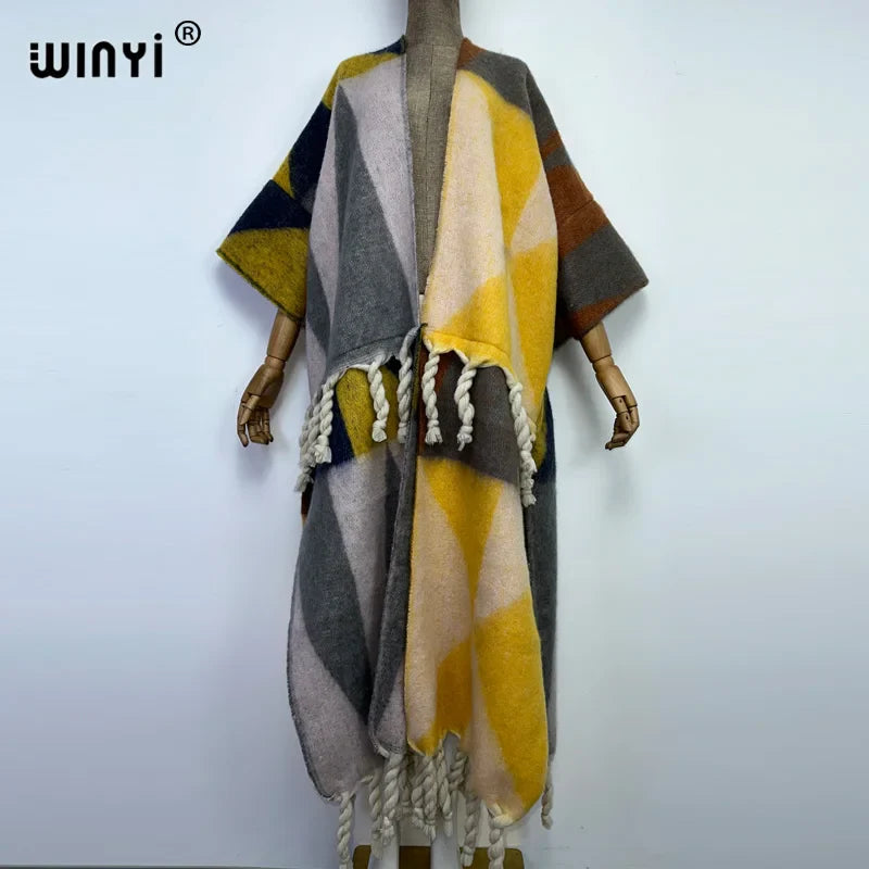 Winter Women Tassel Cardigan Coat | Thick Warm Christmas Kaftan Dress