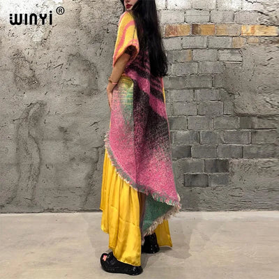 Winter Women’s Luxury Geometric Print Fur Overcoat