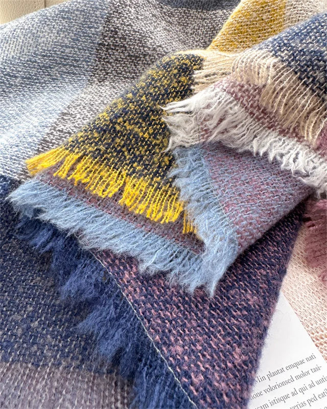 Luxury Fashion Plaid Cashmere Winter Shawl Scarf | Warm Triangle Wraps