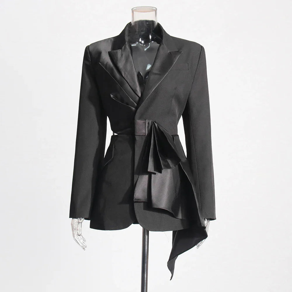 Hollow Out Bowknot Blazer | Women's Notched Collar Tunic