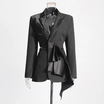 Hollow Out Bowknot Blazer | Women's Notched Collar Tunic