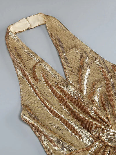 Sexy Sequined V-Neck Backless Jumpsuit for Women