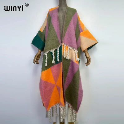 Winter Women Tassel Cardigan Coat | Thick Warm Christmas Kaftan Dress