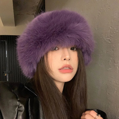 Winter Fluffy Fur Bucket Hat with Ear Protection