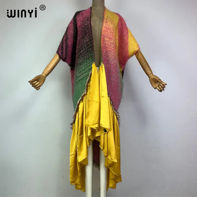 Winter Women’s Luxury Geometric Print Fur Overcoat