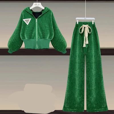 Elegant Slim Fit Corduroy Jacket & Pants Two-Piece Set
