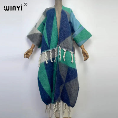 Winter Women Tassel Cardigan Coat | Thick Warm Christmas Kaftan Dress