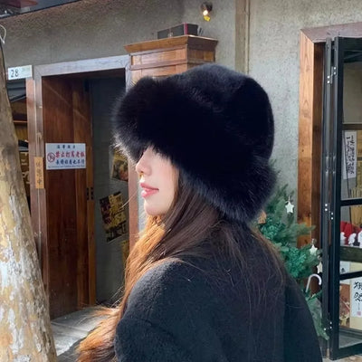 Winter Fluffy Fur Bucket Hat with Ear Protection