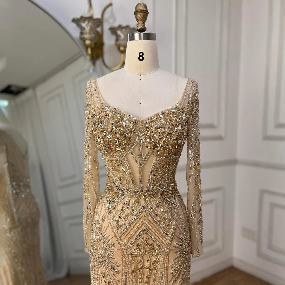 Luxury Pink Mermaid Beaded Evening Dress | Formal Occasion Gown