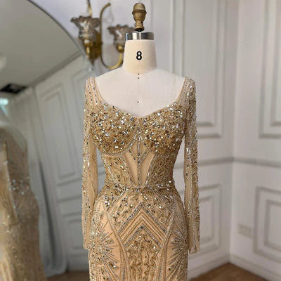 Luxury Pink Mermaid Beaded Evening Dress | Formal Occasion Gown