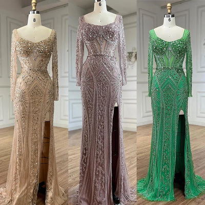 Luxury Pink Mermaid Beaded Evening Dress | Formal Occasion Gown