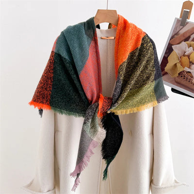 Luxury Fashion Plaid Cashmere Winter Shawl Scarf | Warm Triangle Wraps