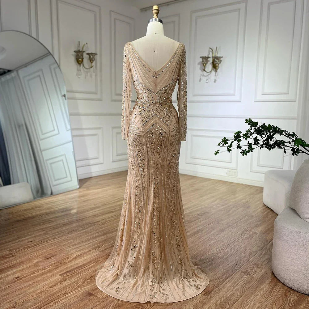 Luxury Pink Mermaid Beaded Evening Dress | Formal Occasion Gown