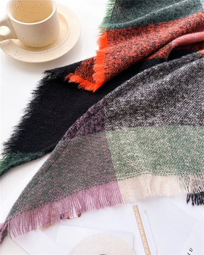 Luxury Fashion Plaid Cashmere Winter Shawl Scarf | Warm Triangle Wraps