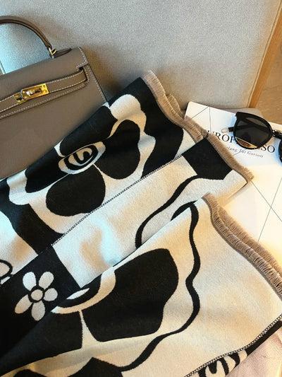 Elegant Floral Acrylic Cashmere Scarf Shawl