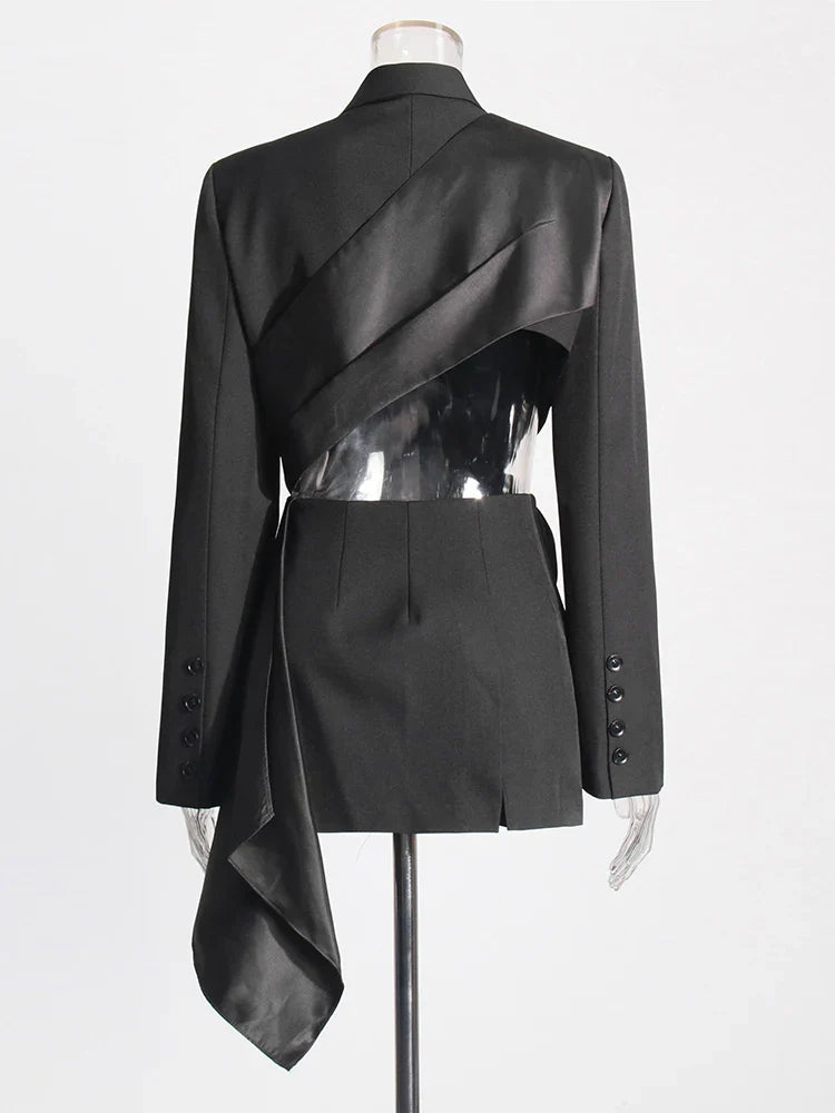 Hollow Out Bowknot Blazer | Women's Notched Collar Tunic