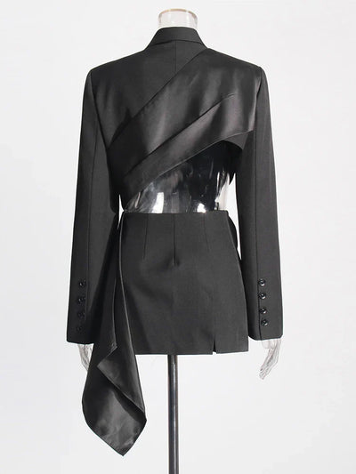 Hollow Out Bowknot Blazer | Women's Notched Collar Tunic