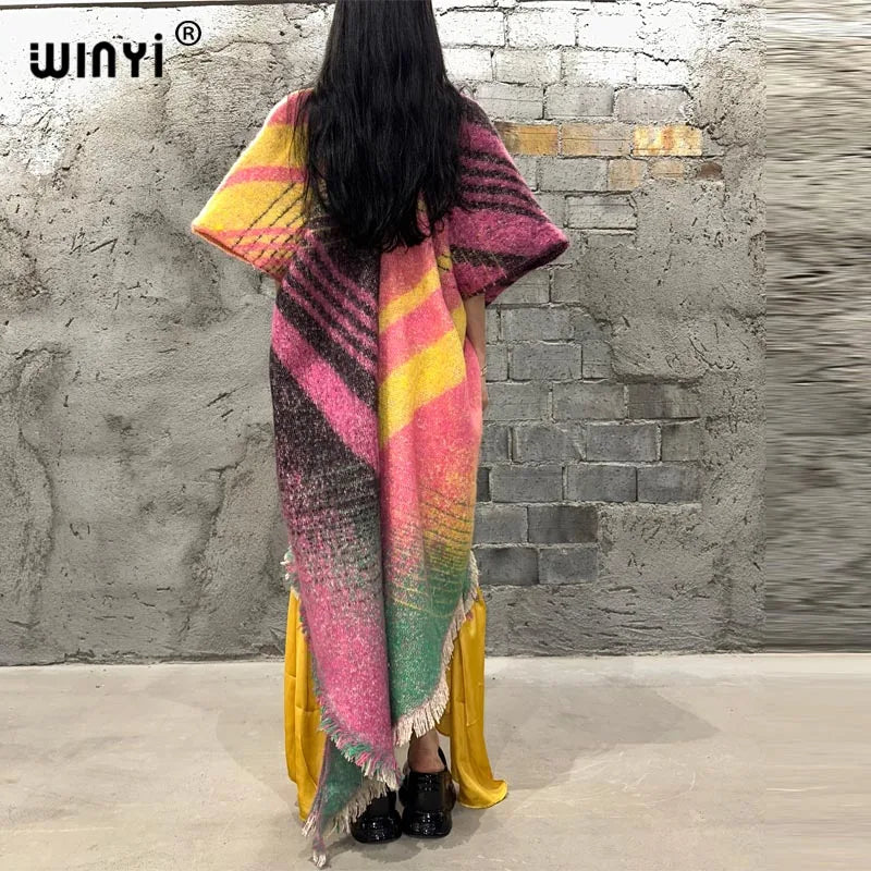 Winter Women’s Luxury Geometric Print Fur Overcoat