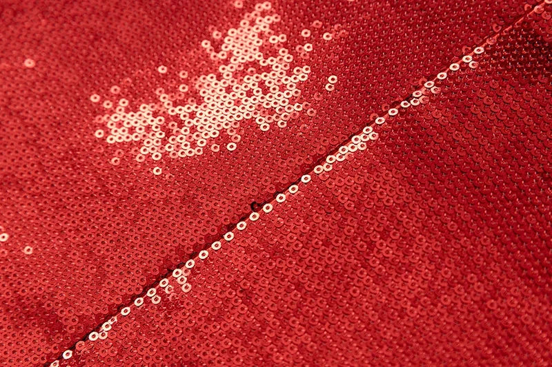 Christmas Red Sequins Two-Piece Suit Top & Shorts