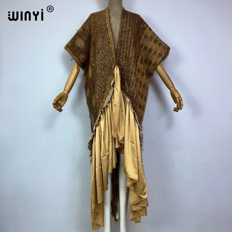 Winter Women’s Luxury Geometric Print Fur Overcoat