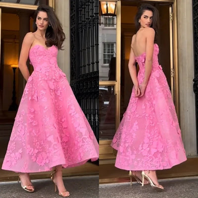 Customized Strapless Jersey Midi Dress - Bespoke Ball Gown