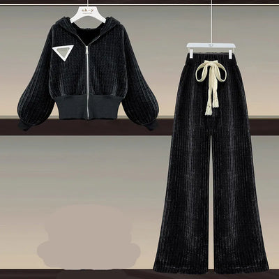 Elegant Slim Fit Corduroy Jacket & Pants Two-Piece Set